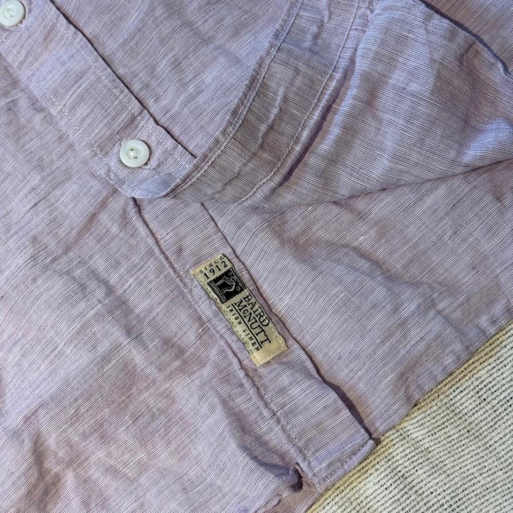 J.Crew Button Down Shirt Mens Medium Purple Baird McNutt Irish Linen Slim Fit - Picture 2 of 7